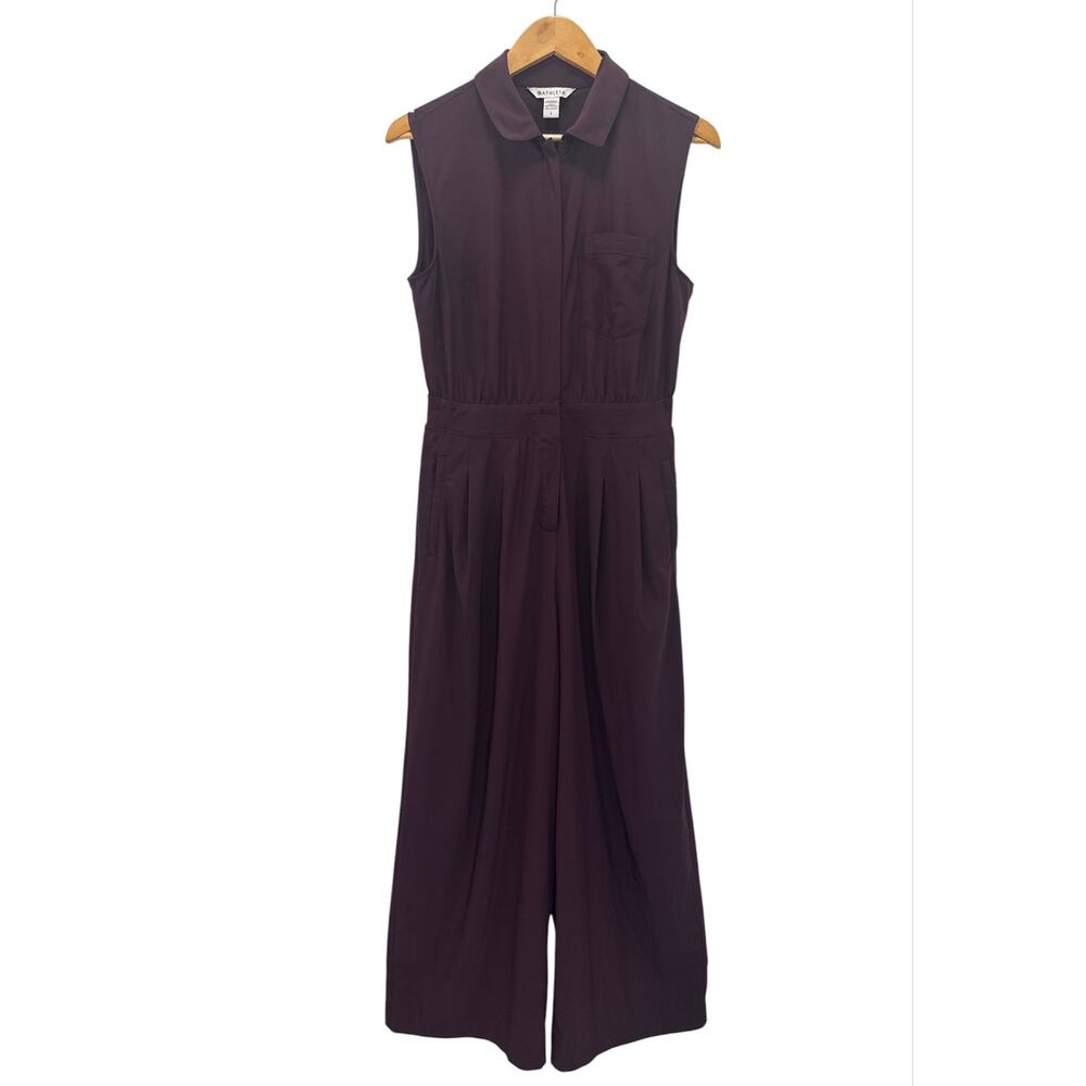 Athleta Brooklyn Heights Wide Leg Jumpsuit Size 6 Burgundy Work Travel - Picture 4 of 12